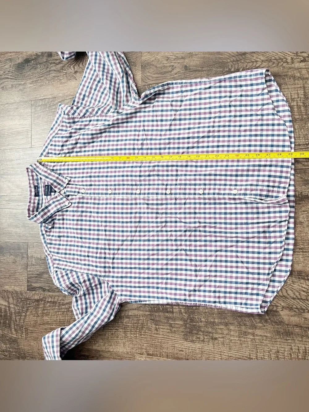 J.Crew Men XXL Slim Untucked Long-Sleeve Button-Down Plaid Shirt White/Blue/Red
